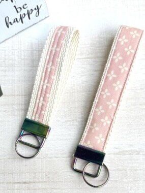 Floral Cotton Key Fob Wristlet | Durable Webbing Key Ring Holder
